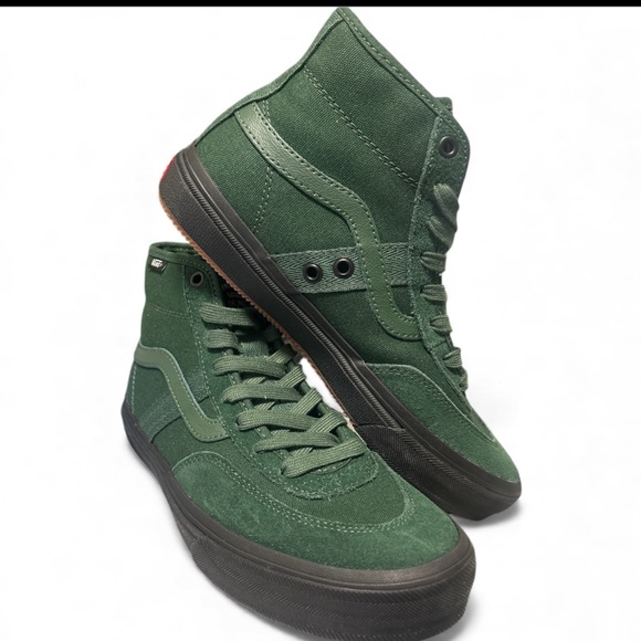 Vans Dark Green & Black Crocket High Tops With Extra Vans Brand Laces - Picture 3 of 8